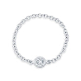 0.05ct 14k White Gold Diamond Bezel Chain Ring